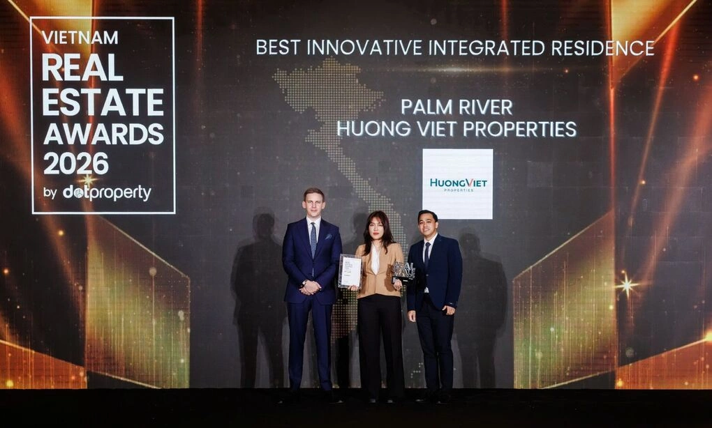 Dự án Palm City và phân khu Palm River của Hướng Việt Properties được xướng tên tại Dot Property Vietnam Awards 2026. Ảnh: Minh Minh